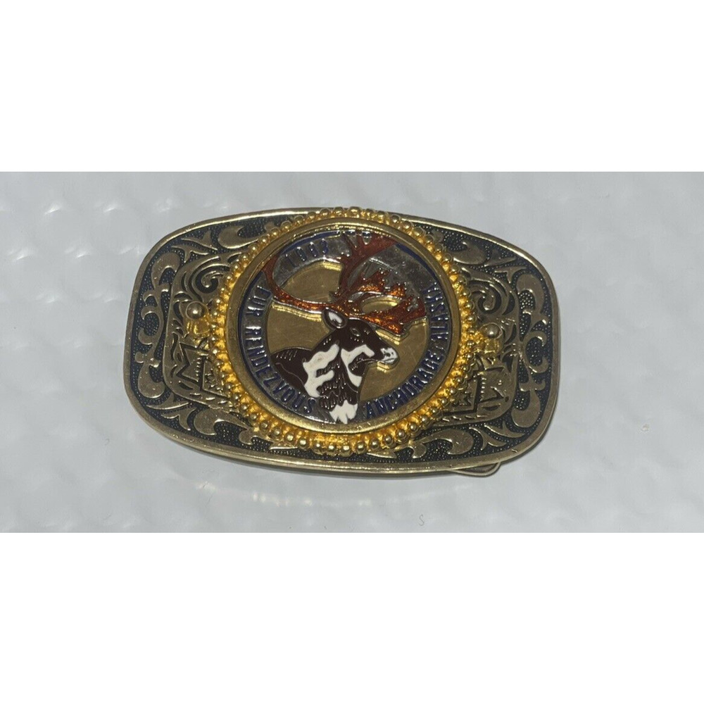 1983 Anchorage Alaska FUR RENDEZVOUS fancy Belt Buckle CARIBOU